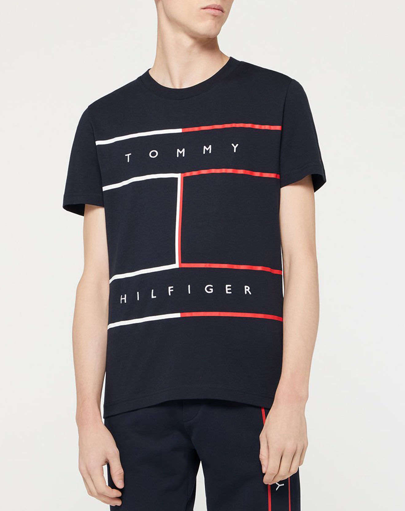 Tommy Hilfiger T-Shirt 100% Coton Bio Large Flag bleu marine