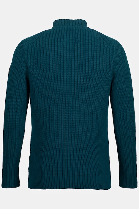 Strickjacke, kerniger Rippstrick, Stehkragen, Zipper