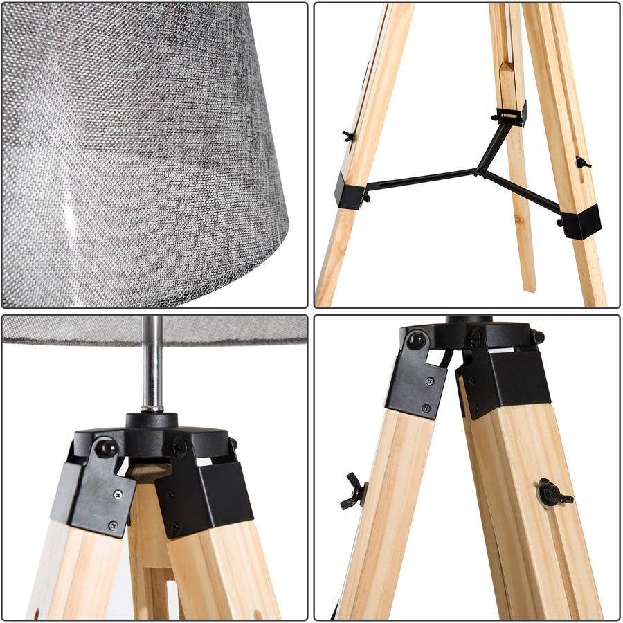 HOMCOM Stehlampe höhenverstellbar natur, grau