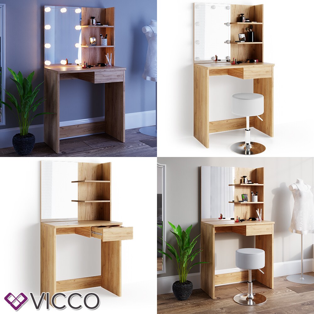VICCO Schminktisch DEKOS Frisiertisch Frisierkommode Kosmetiktisch Eiche