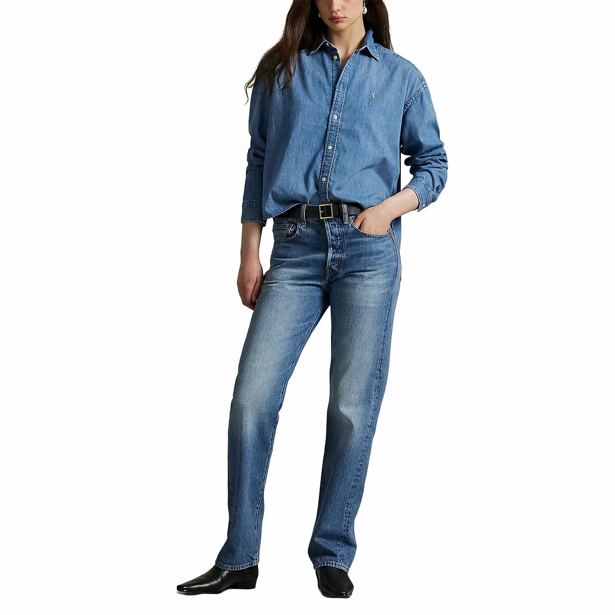 POLO RALPH LAUREN<br>Camisa jeans larga