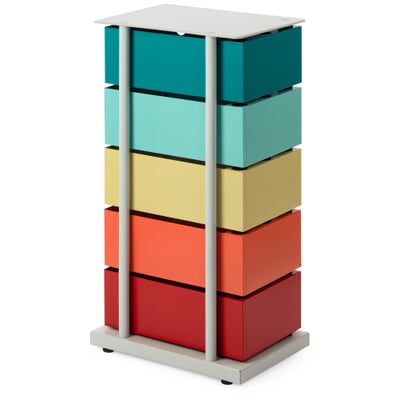 Drehladen-Container Stahlblech 5-fach Polychrom Dario