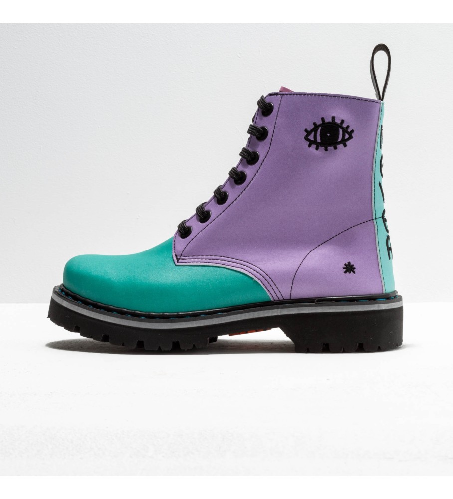 Botas de tornozelo de couro multicoloridas Art