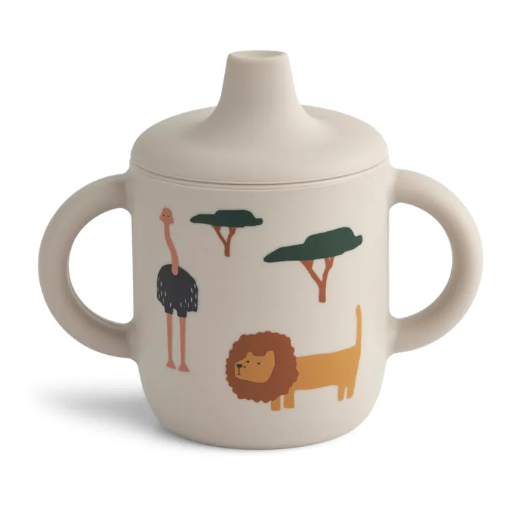 Liewood Tasse d'apprentissage Neil en silicone | Safari sandy mix