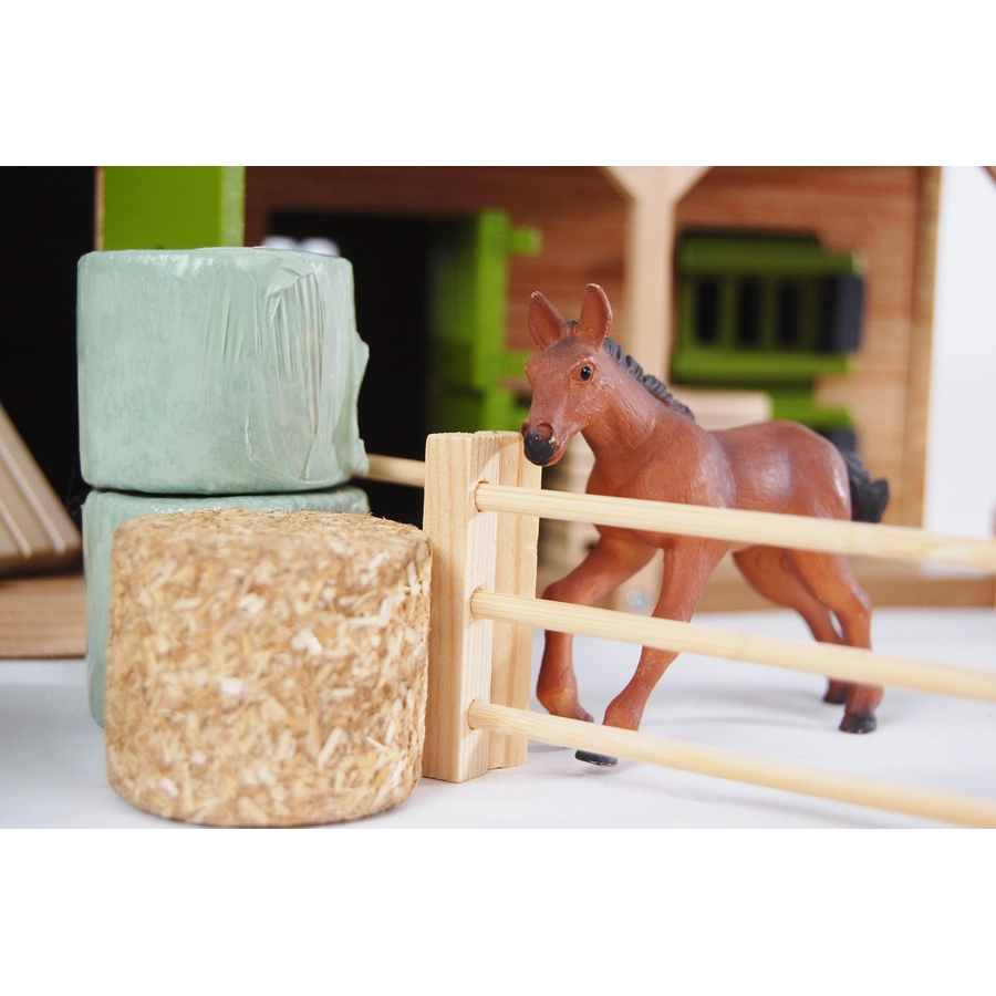 Kids Globe Farming Farming Zubehör Set, für Bauernhof mit Zäunen + Heuballen Braun Braun