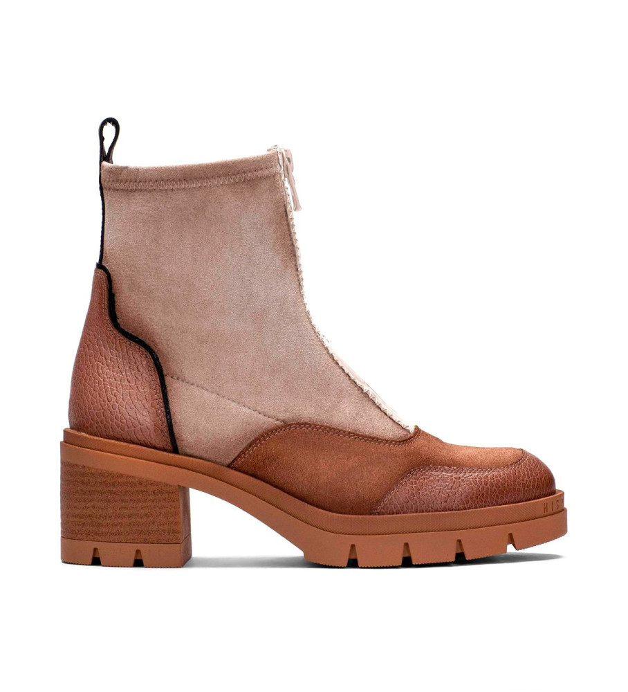 Hispanitas Botines de Piel Ingrid marrón -Altura tacón 6cm-