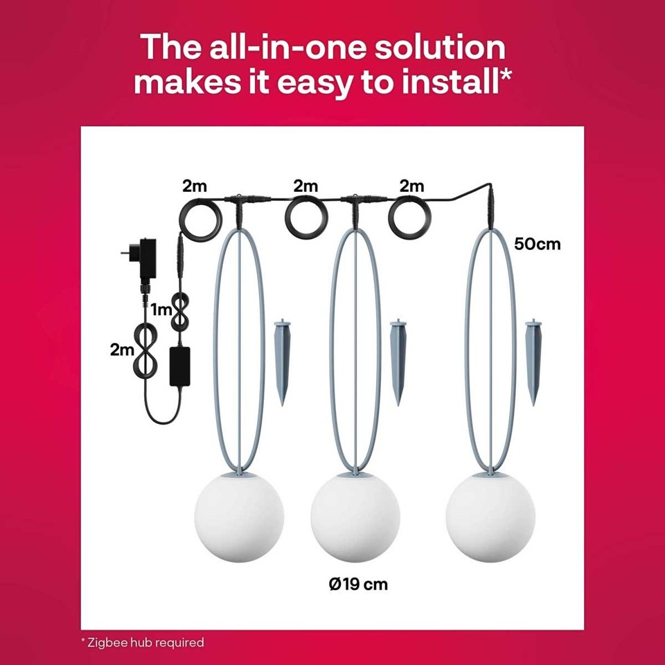 Innr - Smart Outdoor Globe Light - 3 Globes- Zigbee