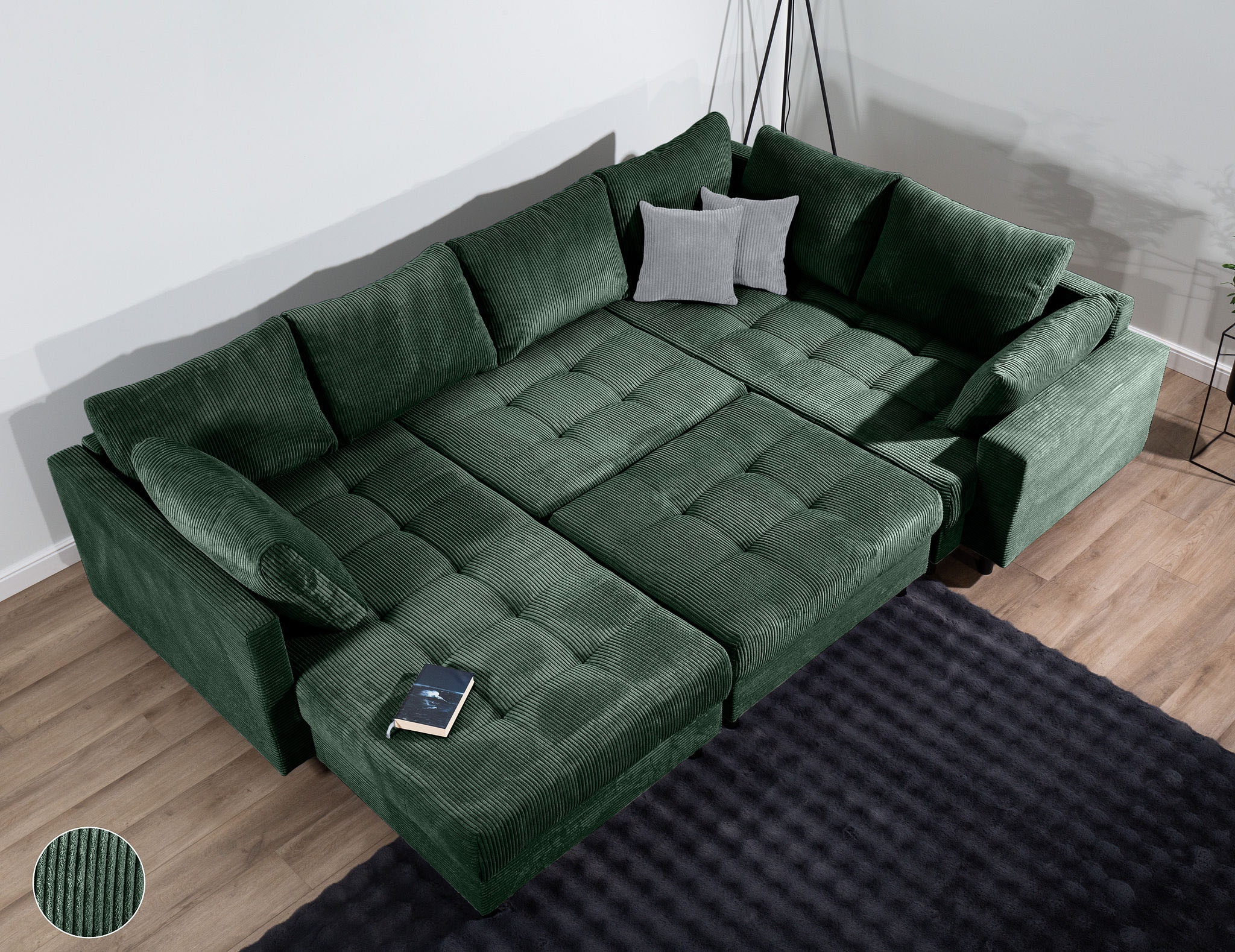 COLLECTION AB Wohnlandschaft »Toni U-Form mit Armlehne« inkl. Hocker und Zierkissen in abgesetzter Farbe, mit Bonnelfederkern
