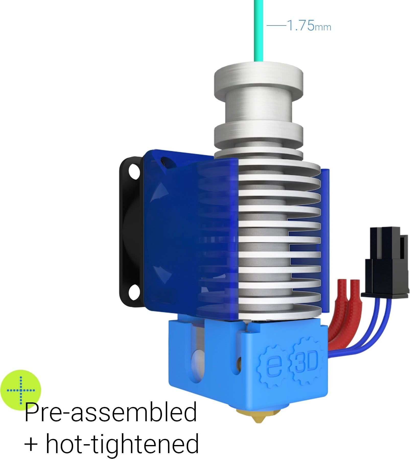 E3D  V6 All-Metal Hotend Direct Drive - 1,75 mm, 24V vormontiert    Hot-End für bessere Druckergebnisse mit Direct Drive und 1,75 mm Filament