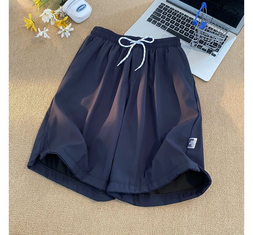 Sinlarity - Effen shorts met trekkoord in de taille