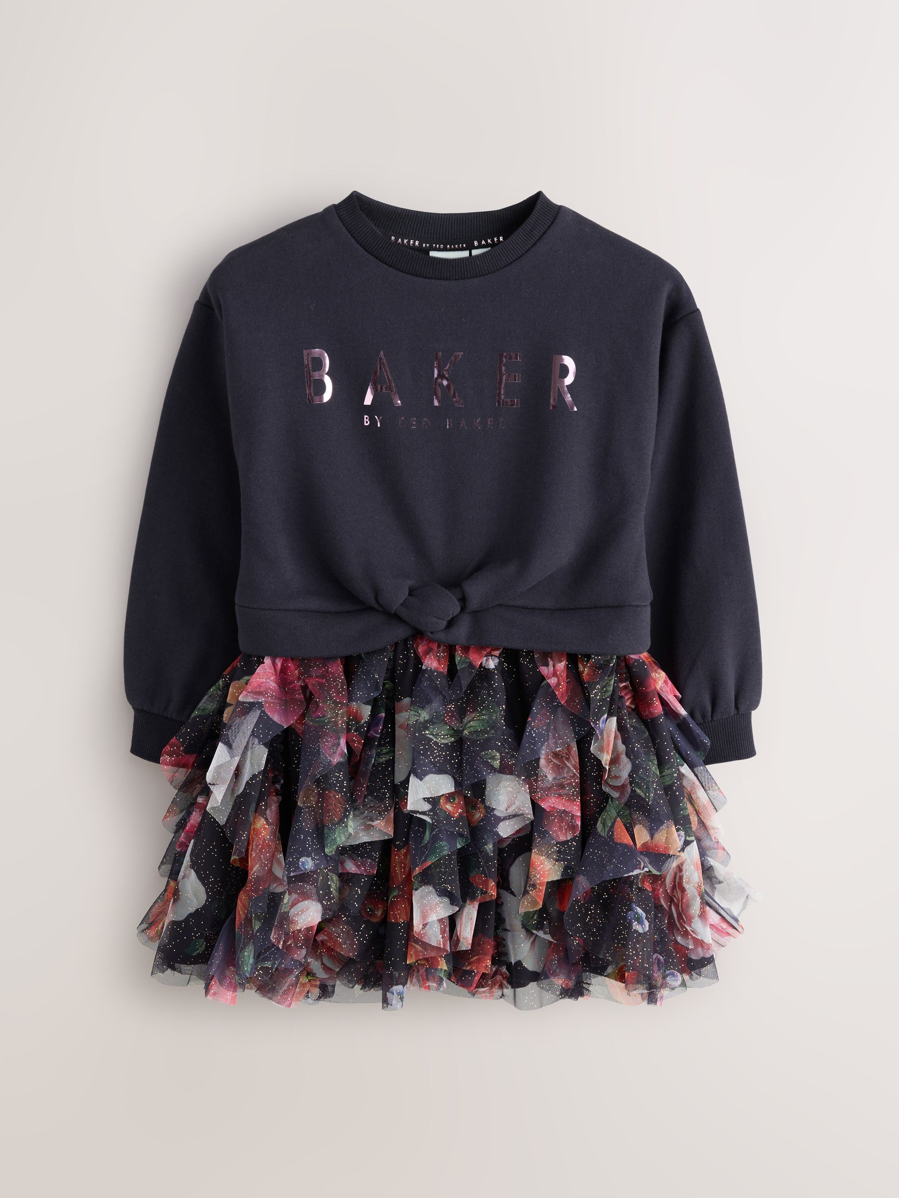 Baker by Ted Baker Navy Mesh Skirted Sweat Dress