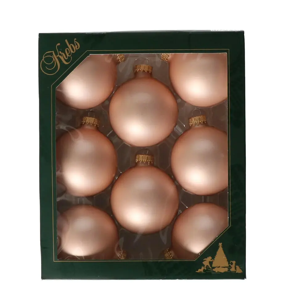 Krebs kerstballen - 8x stuks - chic roze - glas - 7 cm - mat