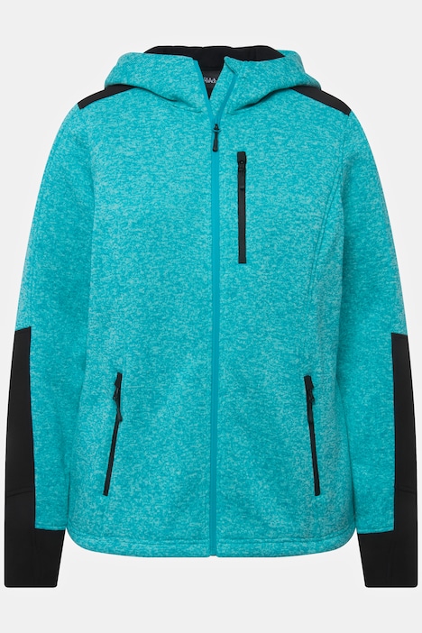 Fleecejacke, Reflektordruck, Kapuze, Daumenloch