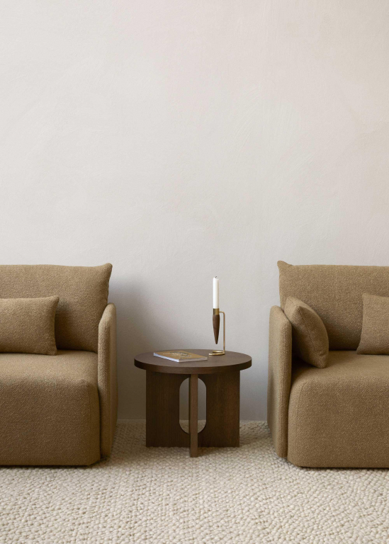 Audo Copenhagen Androgyne bijzettafel Ø50 donker eiken, Kunis Breccia steen
