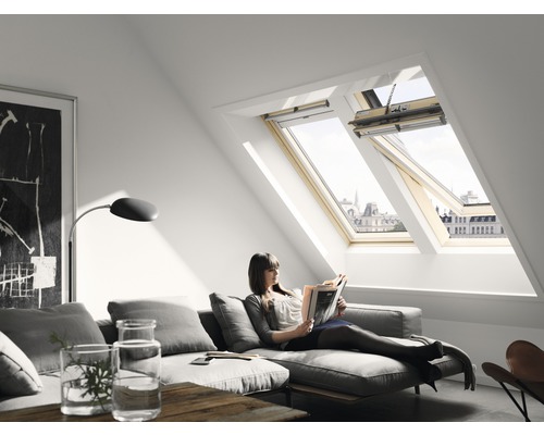 VELUX INTEGRA GGL CK02 307030 THERMO zonne-energie aangedreven tuimelvenster 55x78 cm inclusief motor, regensensor en draadloze wandschakelaar
