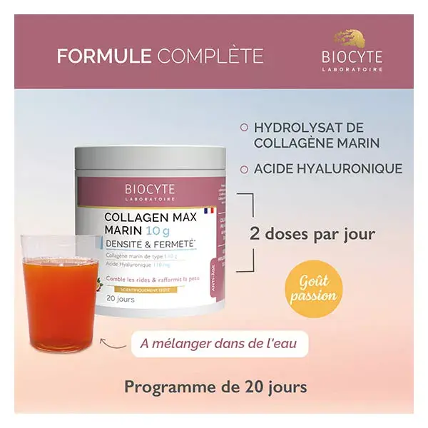 Biocyte Collagen Max Colágeno Marinho 10g Ácido Hialurônico Antienvelhecimento 220g