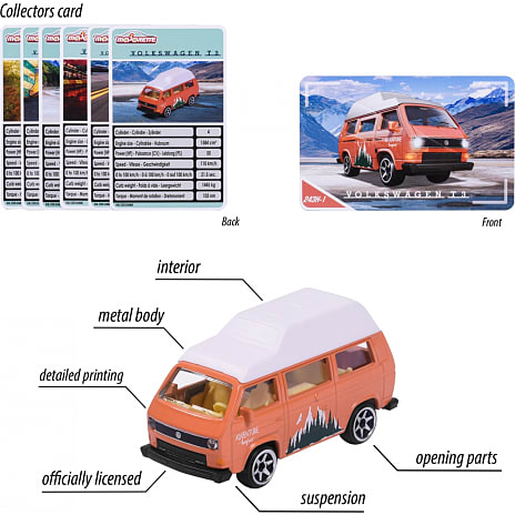 Majorette Volkswagen Originals biler 7,5 cm – flere varianter - assorteret