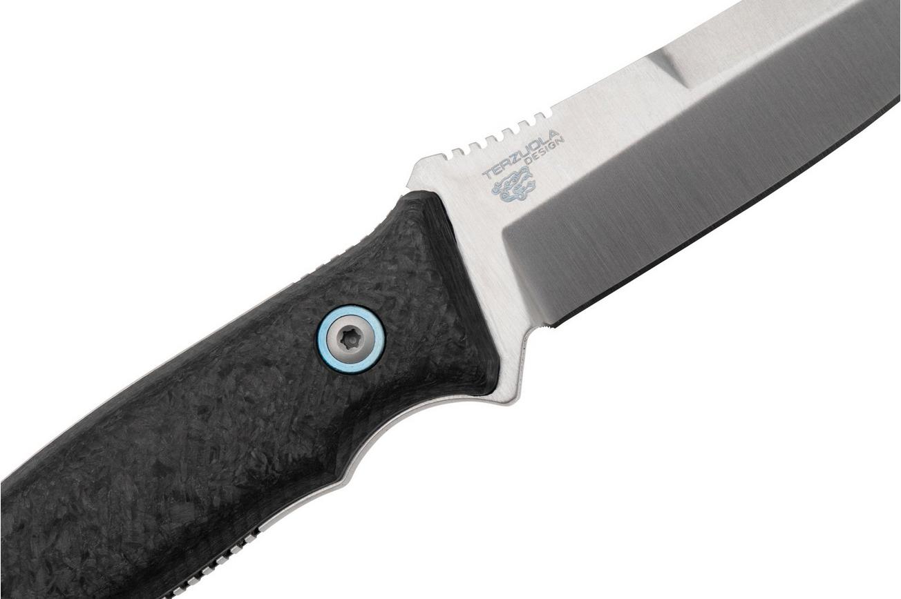 MKM TPF Defense MK-TPFD-CF CPM MagnaCut, Marble Carbon Fiber vaststaand mes, Bob Terzuola design
