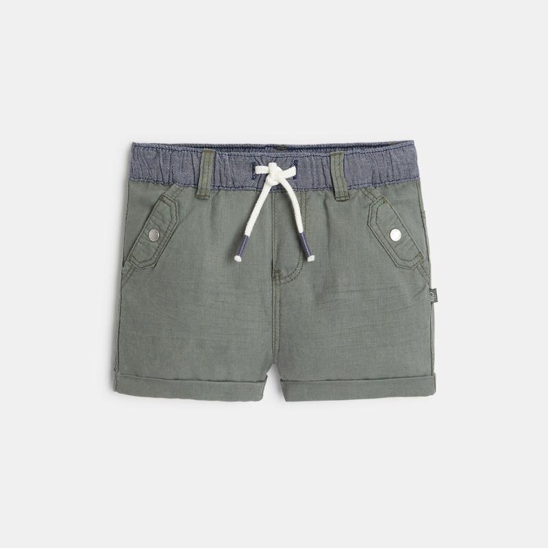 Short en lin et coton vert bébé garçon Vert