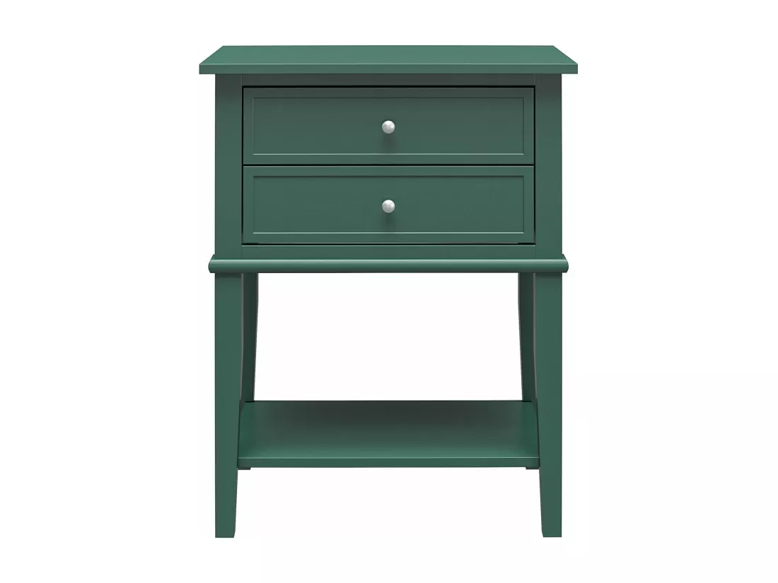 Franklin | Table d'appoint avec 2 tiroirs en MDF vert foncé