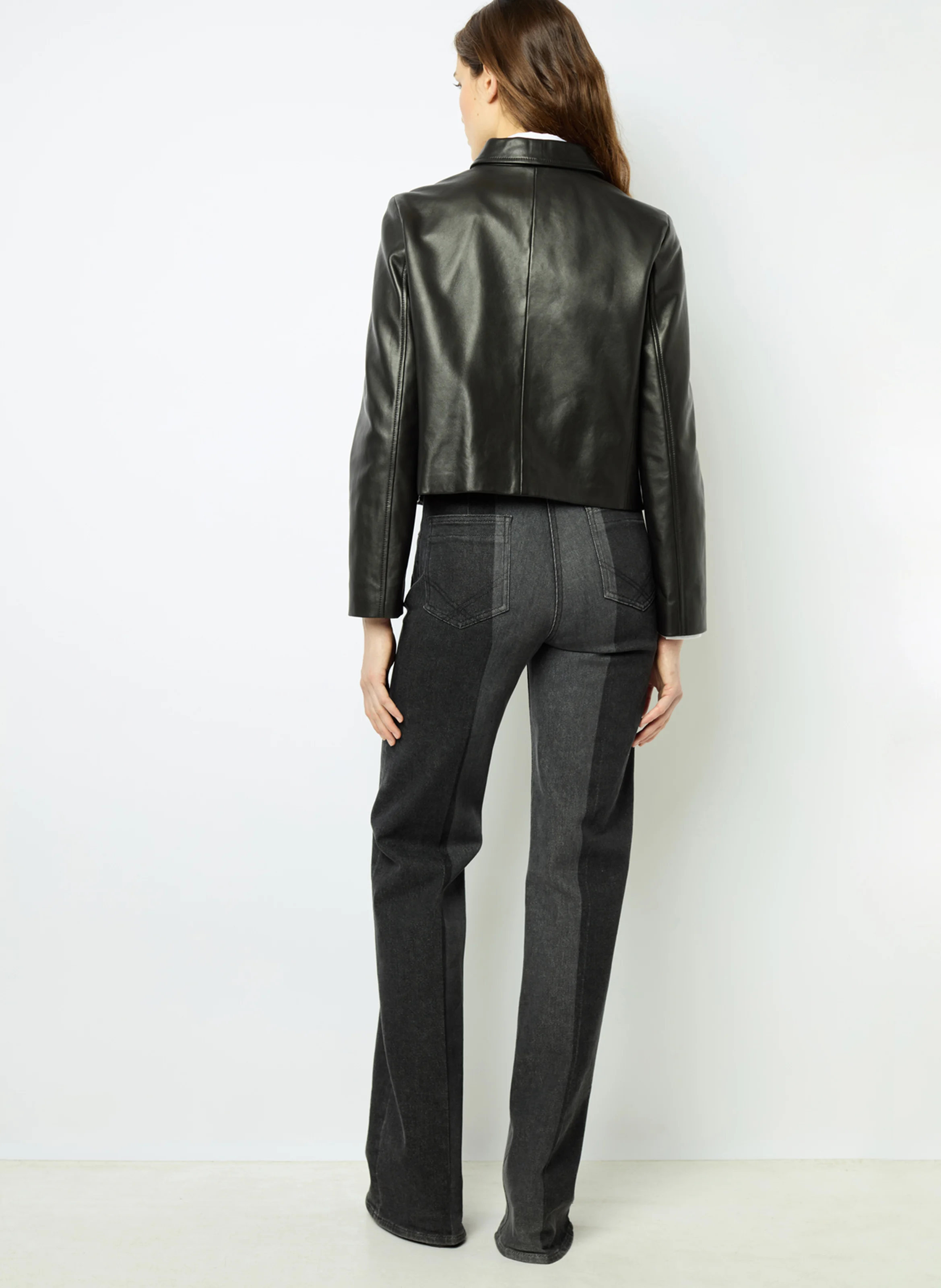BEYZA - Veste col classique en cuir| Noir