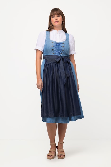 Dirndl, Lyocell, 2 Schürzen, Carree-Ausschnitt, ärmellos