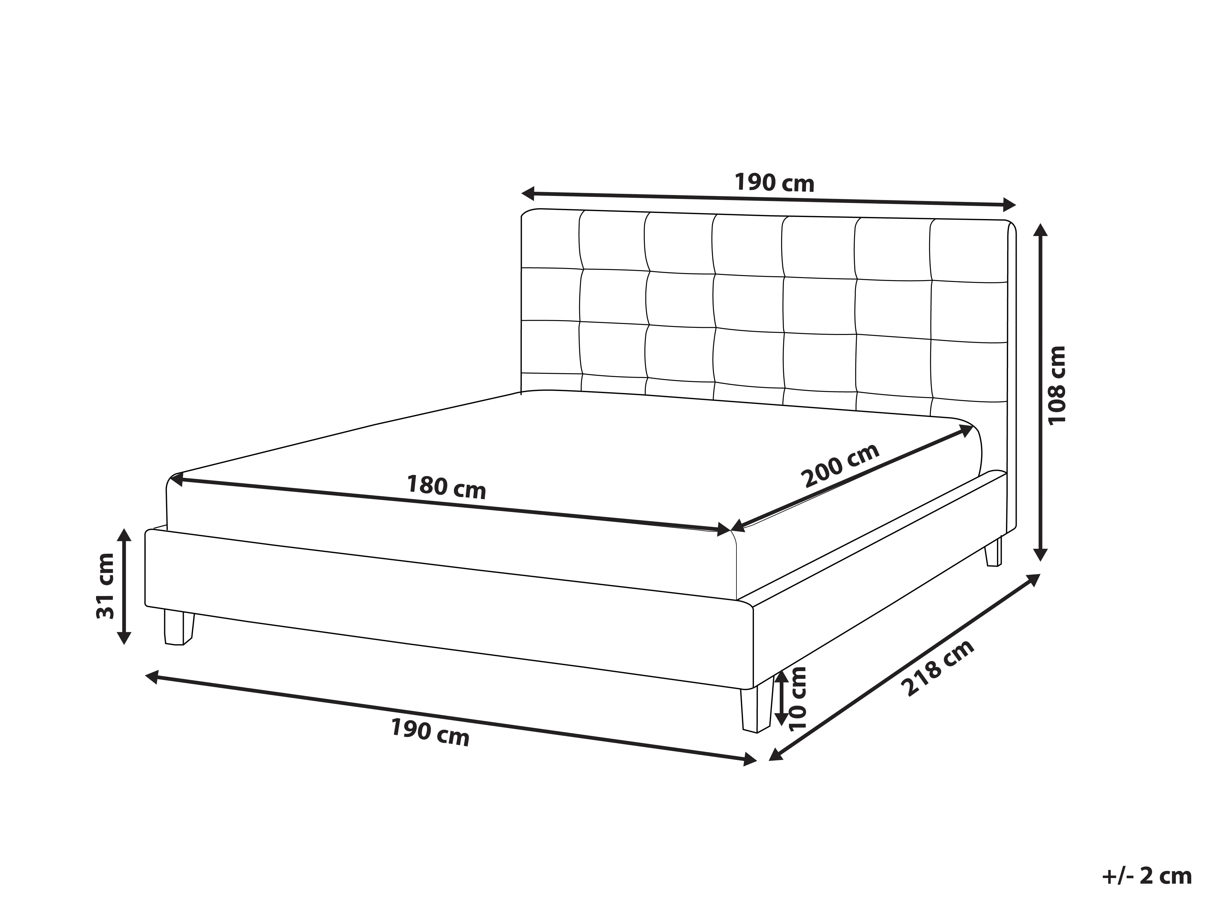 Waterbed Stof LA ROCHELLE 180 x 200 cm Donkergrijs