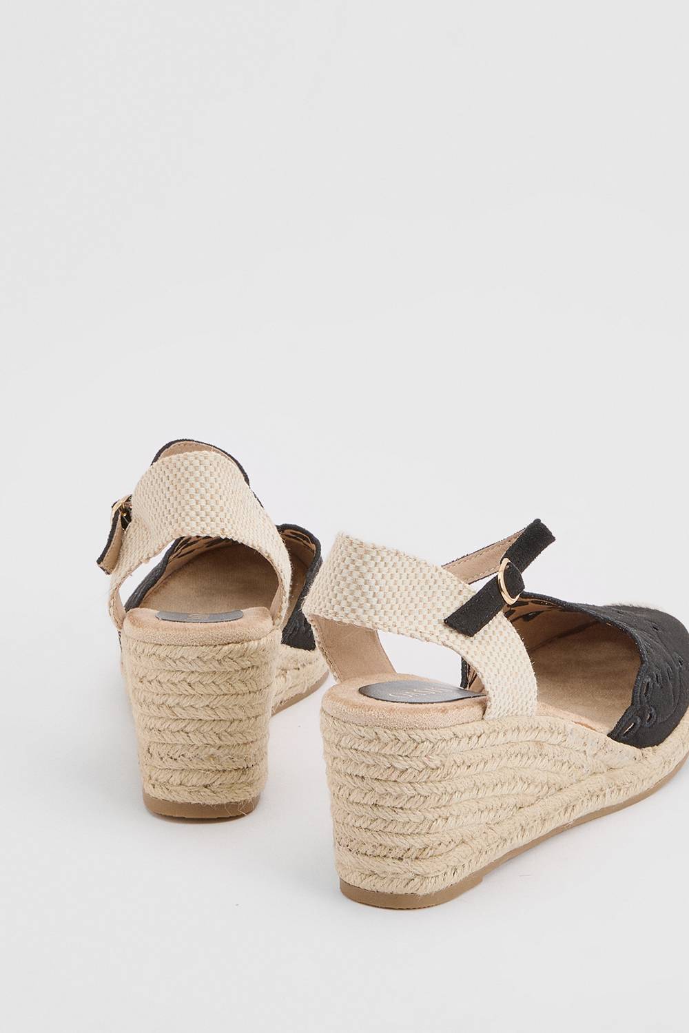 Oasis Compensées Espadrilles Britany Bicolores En Synthétique Avec Détails Ajourés