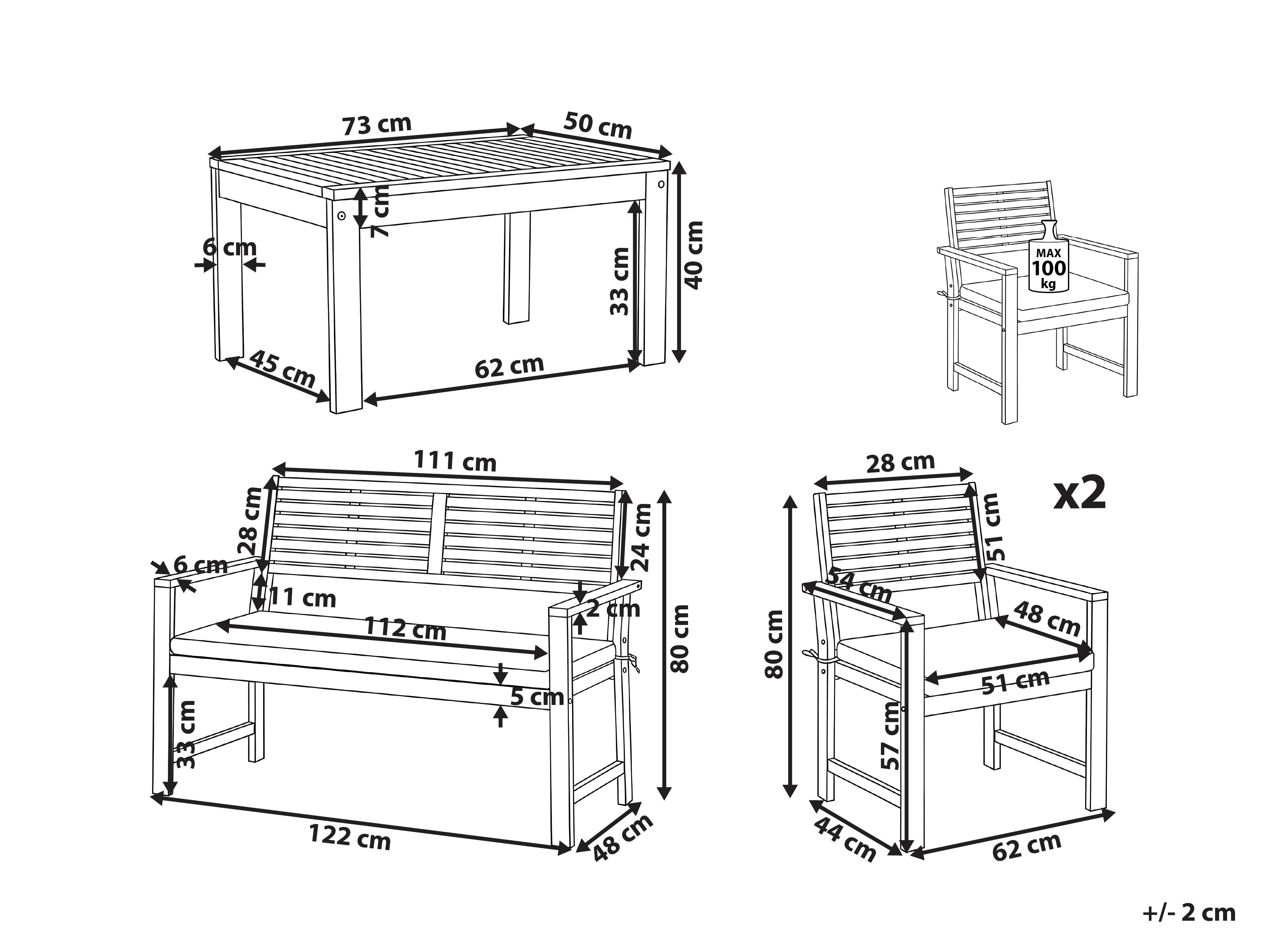Loungeset met tafel 4-zits FIAMES Gecertificeerd acaciahout Grijs