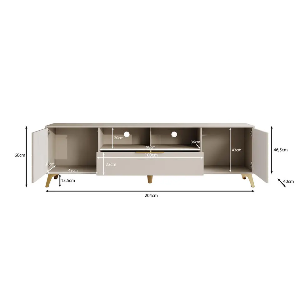 Meubella - TV-Meubel Xiano - Beige - 203 cm