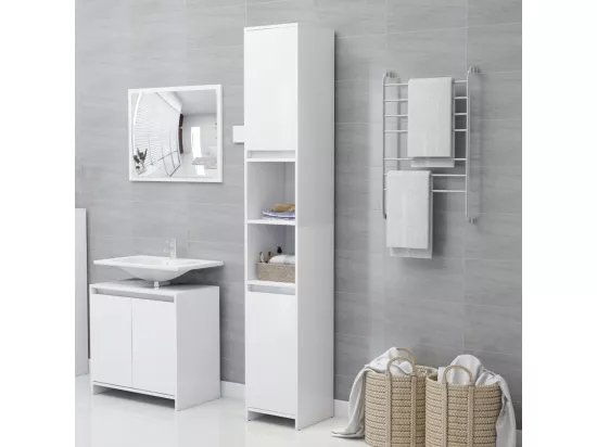 Armoire de salle de bain Blanc 30x30x183,5 cm Bois d'ingénierie