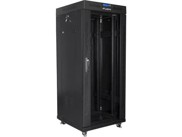Lanberg - Rack kabinet - med 2 køleblæsere, display - sort, RAL 9004 - 27U - 19