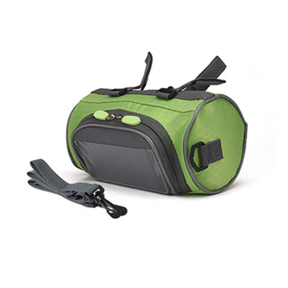 (3L) 22x12cm 2in1 Spritzwasserfeste Fahrrad Velo Smartphone Gravel Bike Lenkstangen Tasche   Umhängetasche - Grün