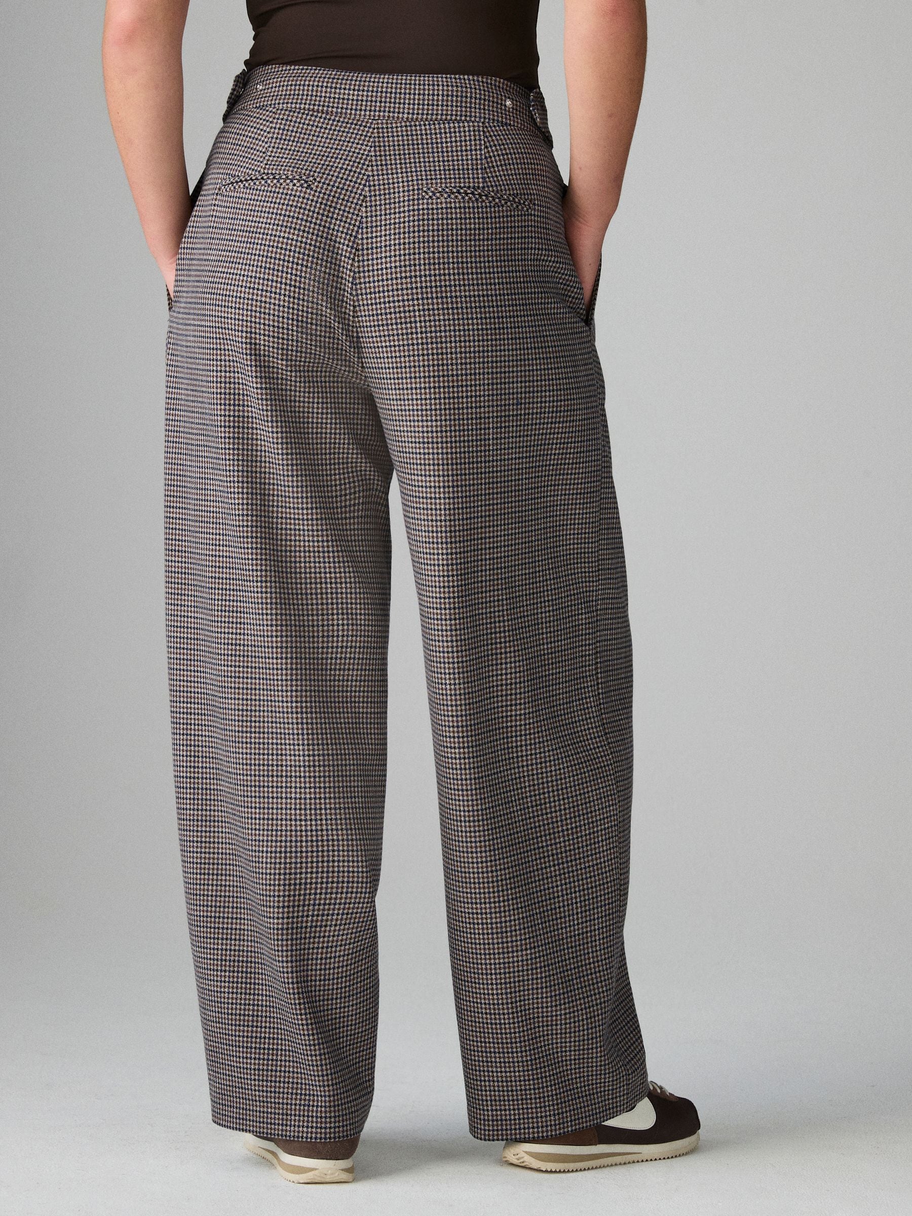 Bruin geruit - Barrel Tailored Trousers