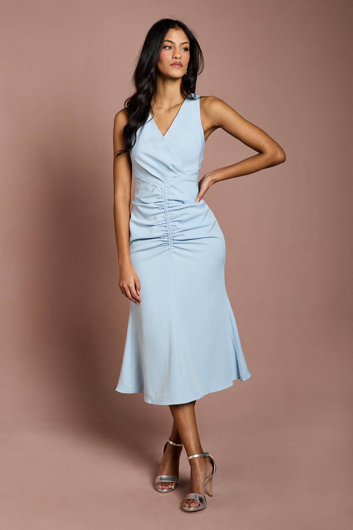 Coast Robe Petite à Col V Froncée