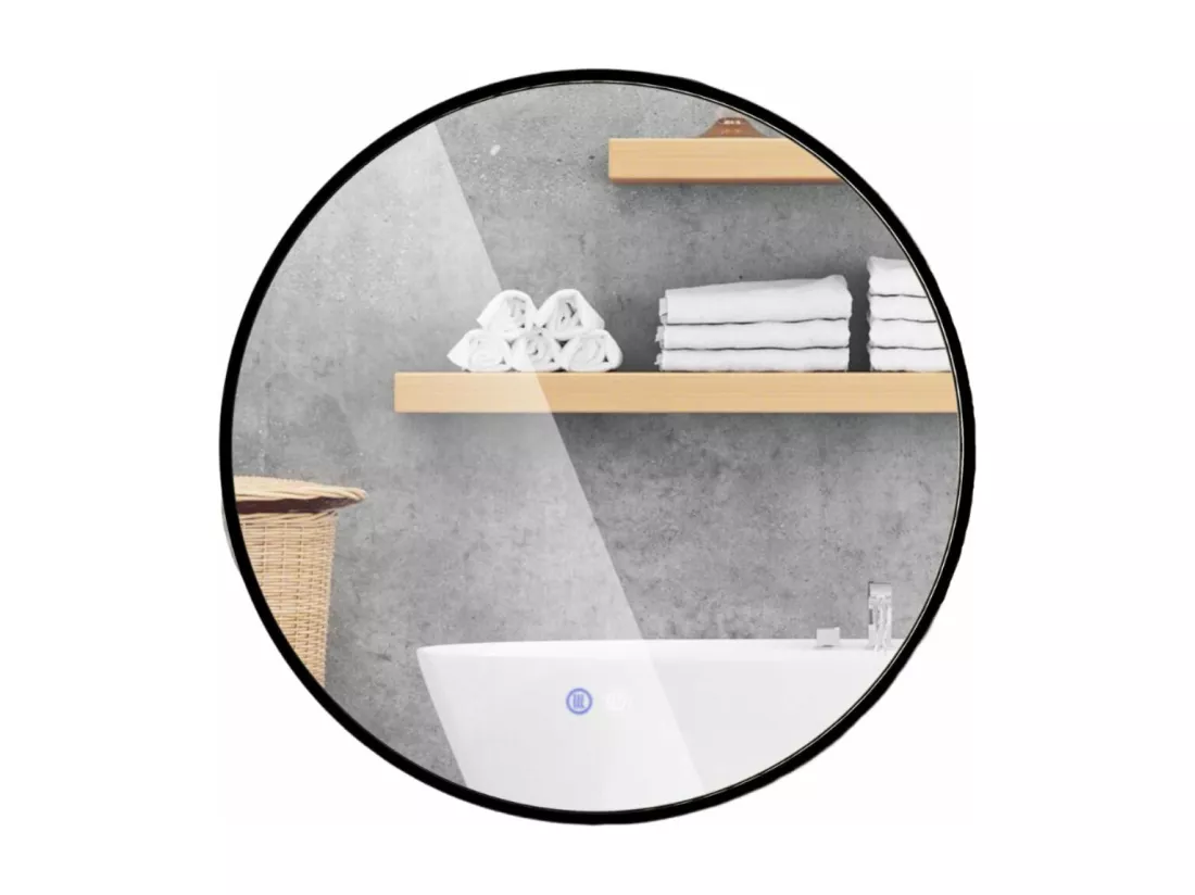 Miroir salle de bain avec eclairage 60 x 60 cm, miroir mural, interrupteur tactile
