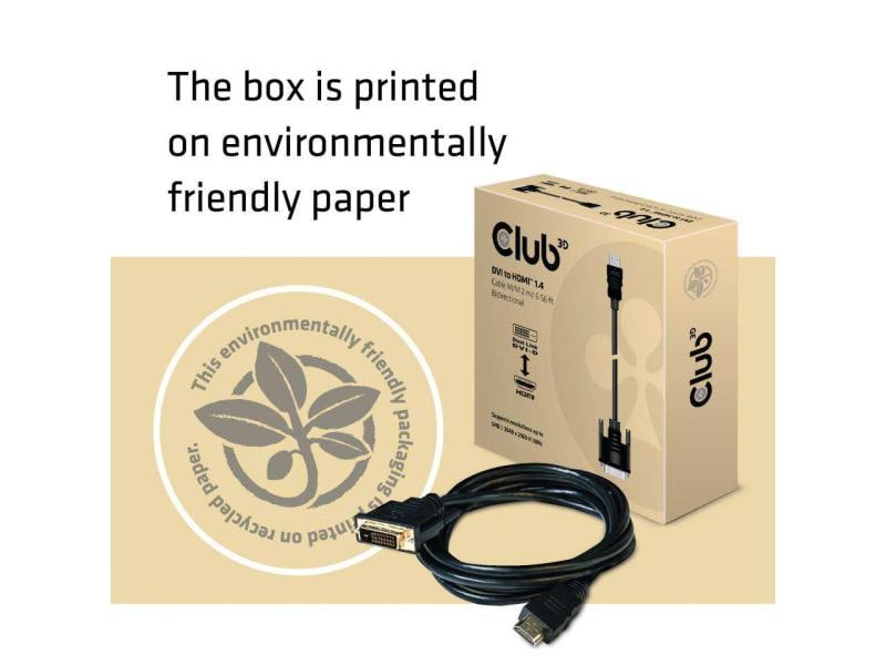 Club 3D Kabel DVI-D – HDMI 1.4, 2 m, Bidirektional Bidirektionales DVI auf HDMI Kabel