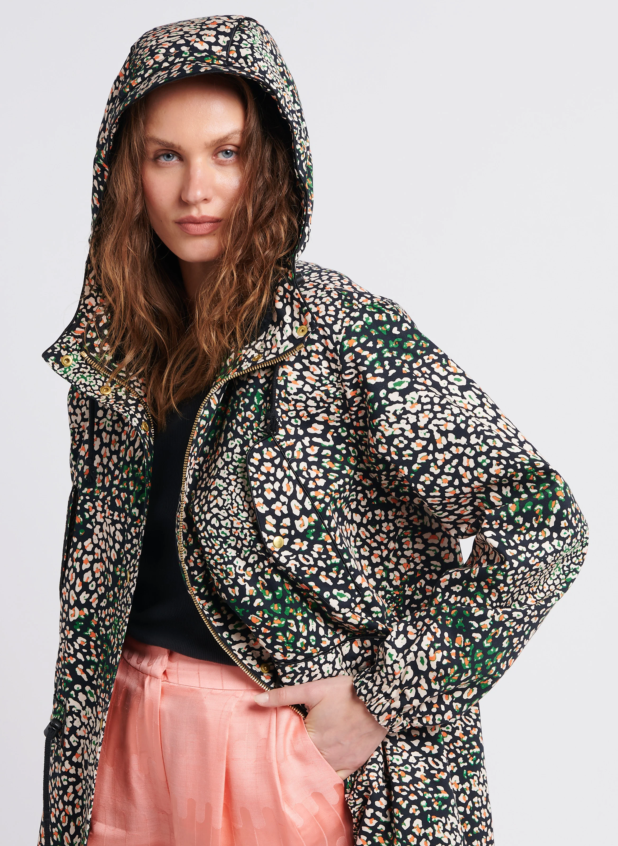 ONUR - Manteau à capuche imprimé en coton| Multicolore