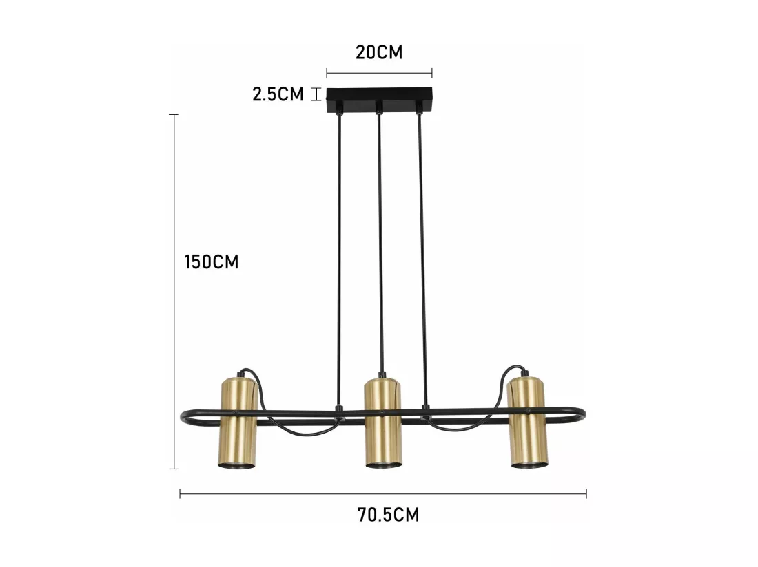 NETTLIFE Suspension Vintage 3 Flammes Salle à manger Lampe à suspendre or Design industriel GU10