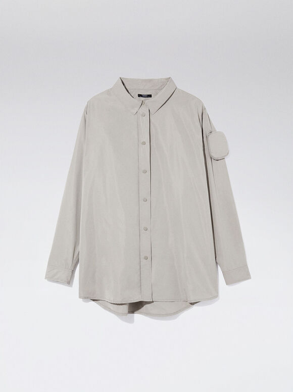 Camisa de nylon com bolso - Bege
