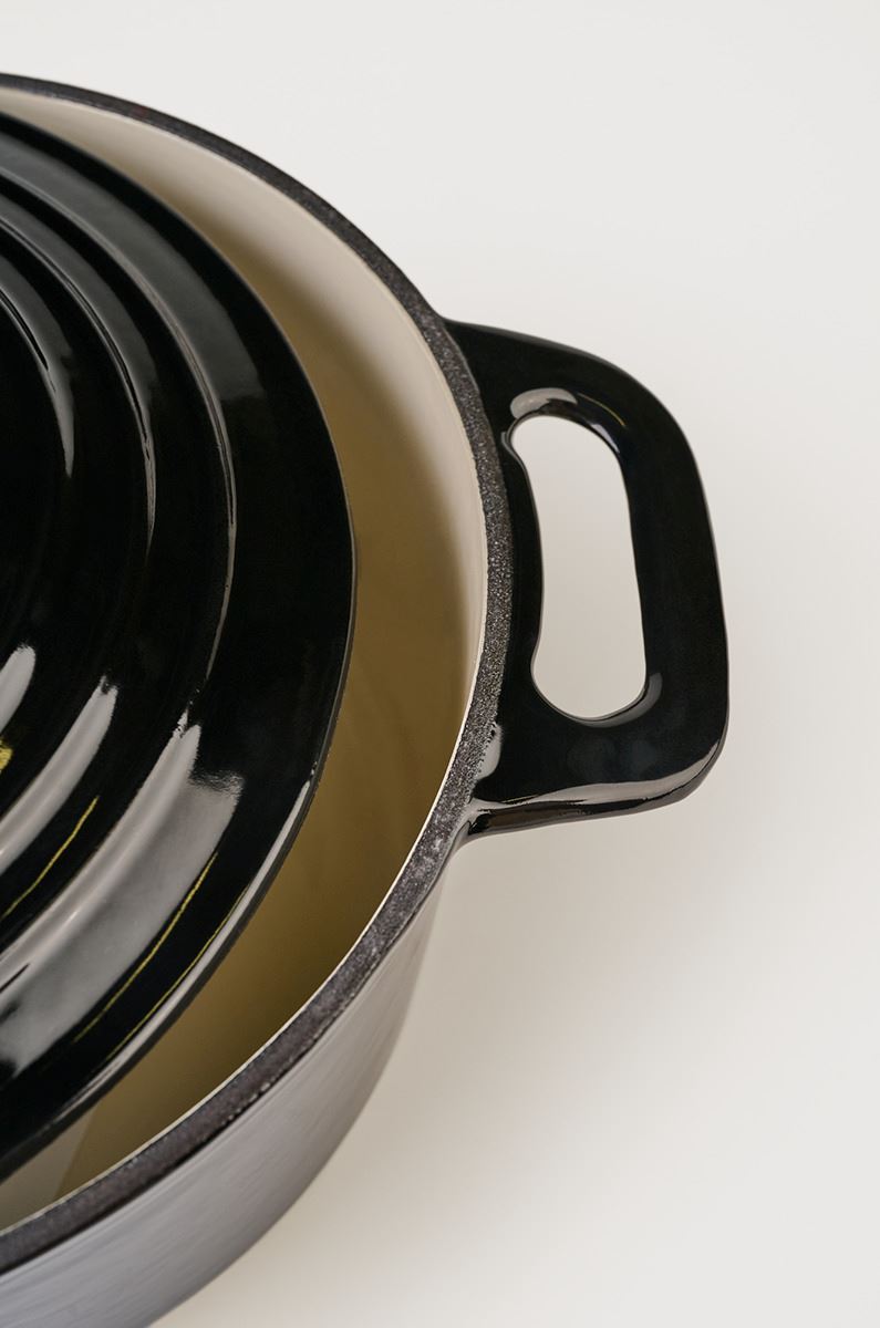Støpejernsgryte rund svart - 4300ml