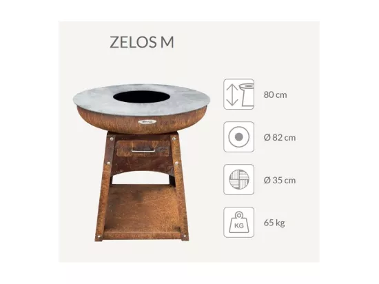 Barbecue brasero en acier Zelos Hauteur 80 cm Diamètre 82 cm