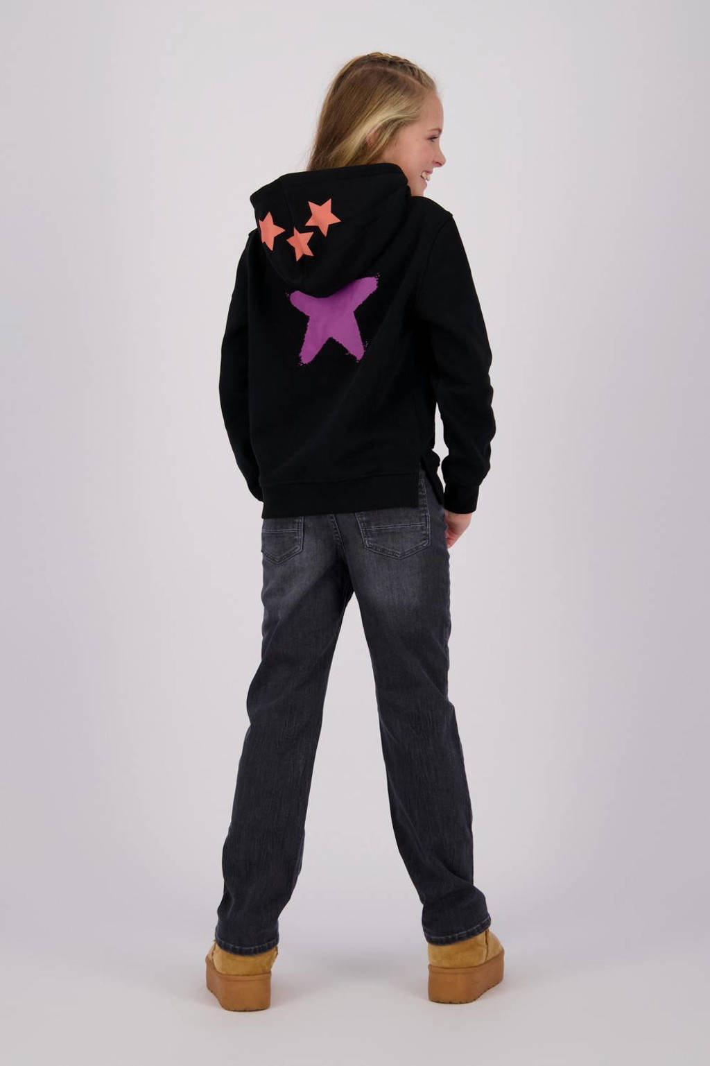 Vingino hoodie Noriny met printopdruk zwart