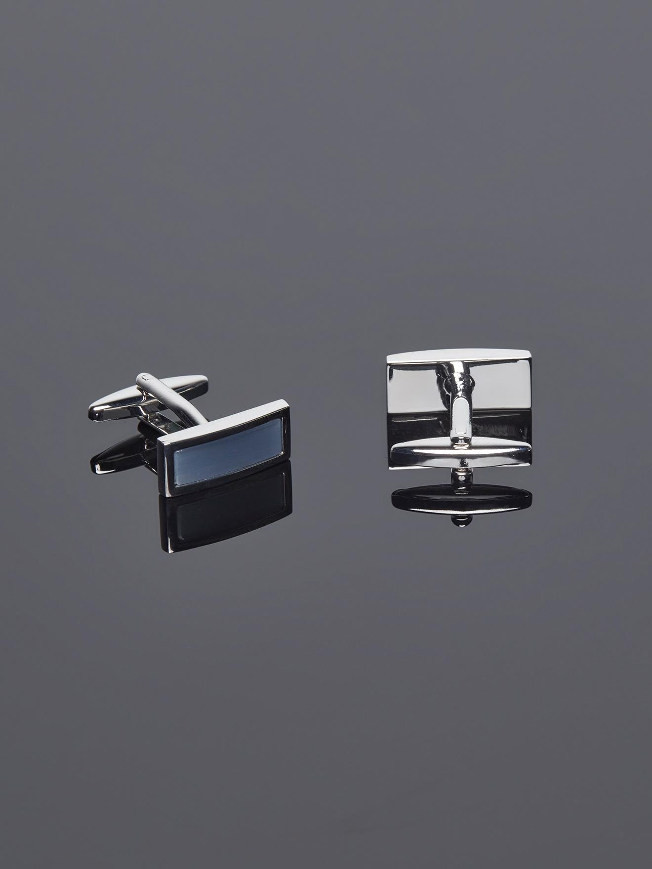 Boutons de manchette rectangle gris