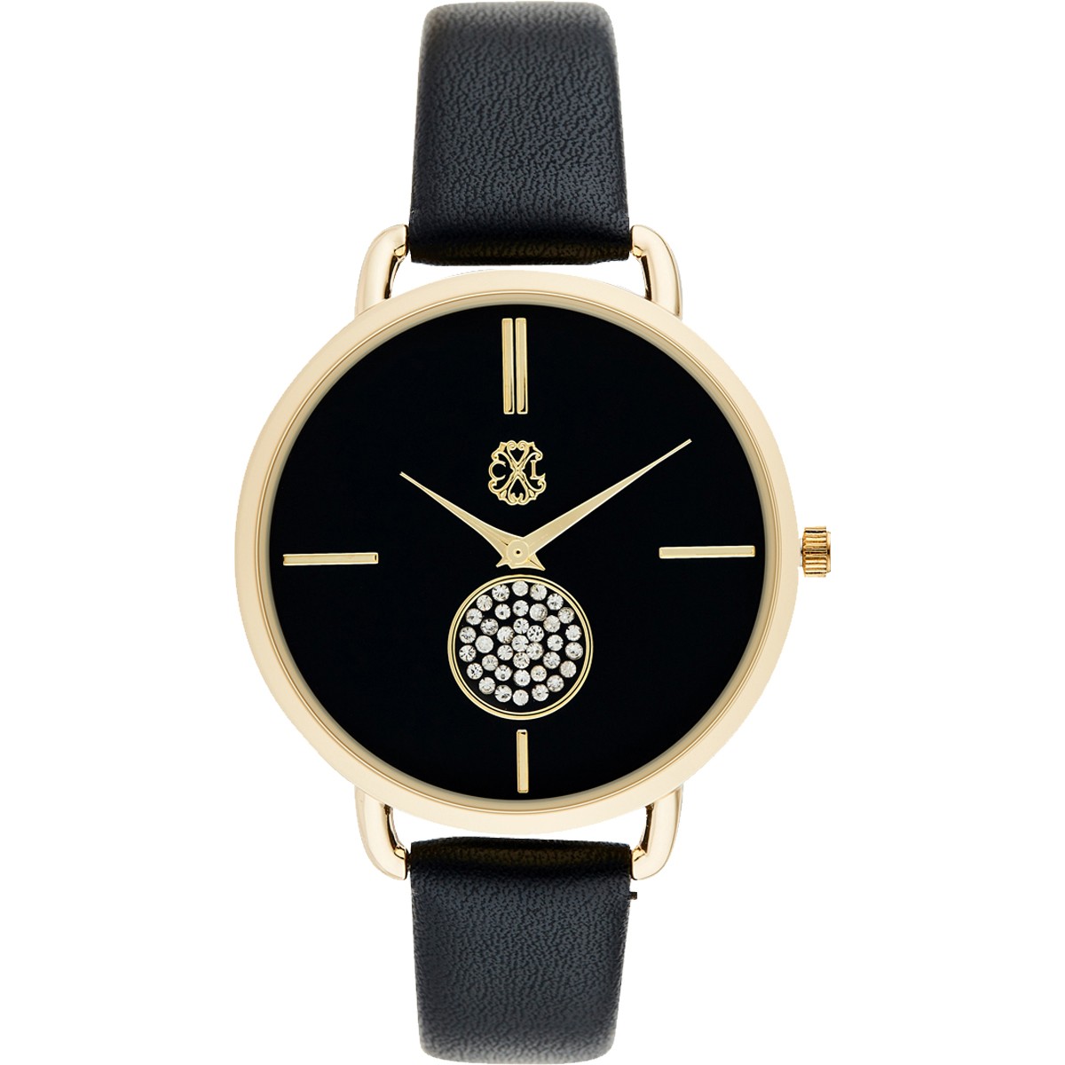 Montre à quartz - Alliage & laiton - Noir & doré