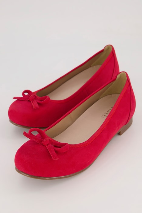 Leder-Ballerinas, Schleife, Wechselfußbett, Weite H