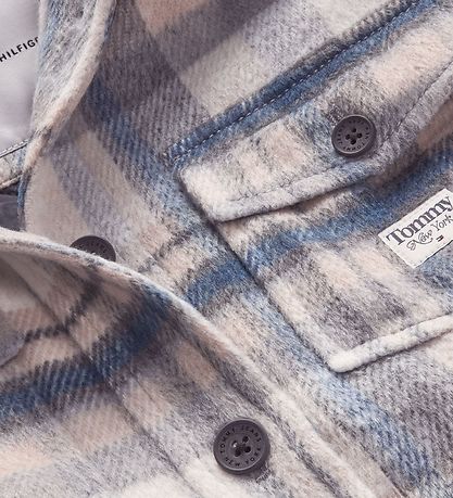 Tommy Hilfiger Jacke - Karo Mantel - Grey/Petrol Karo