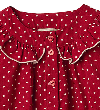 Fliink Bluse - Fløjl - Dolly Dot - Pompeian Red