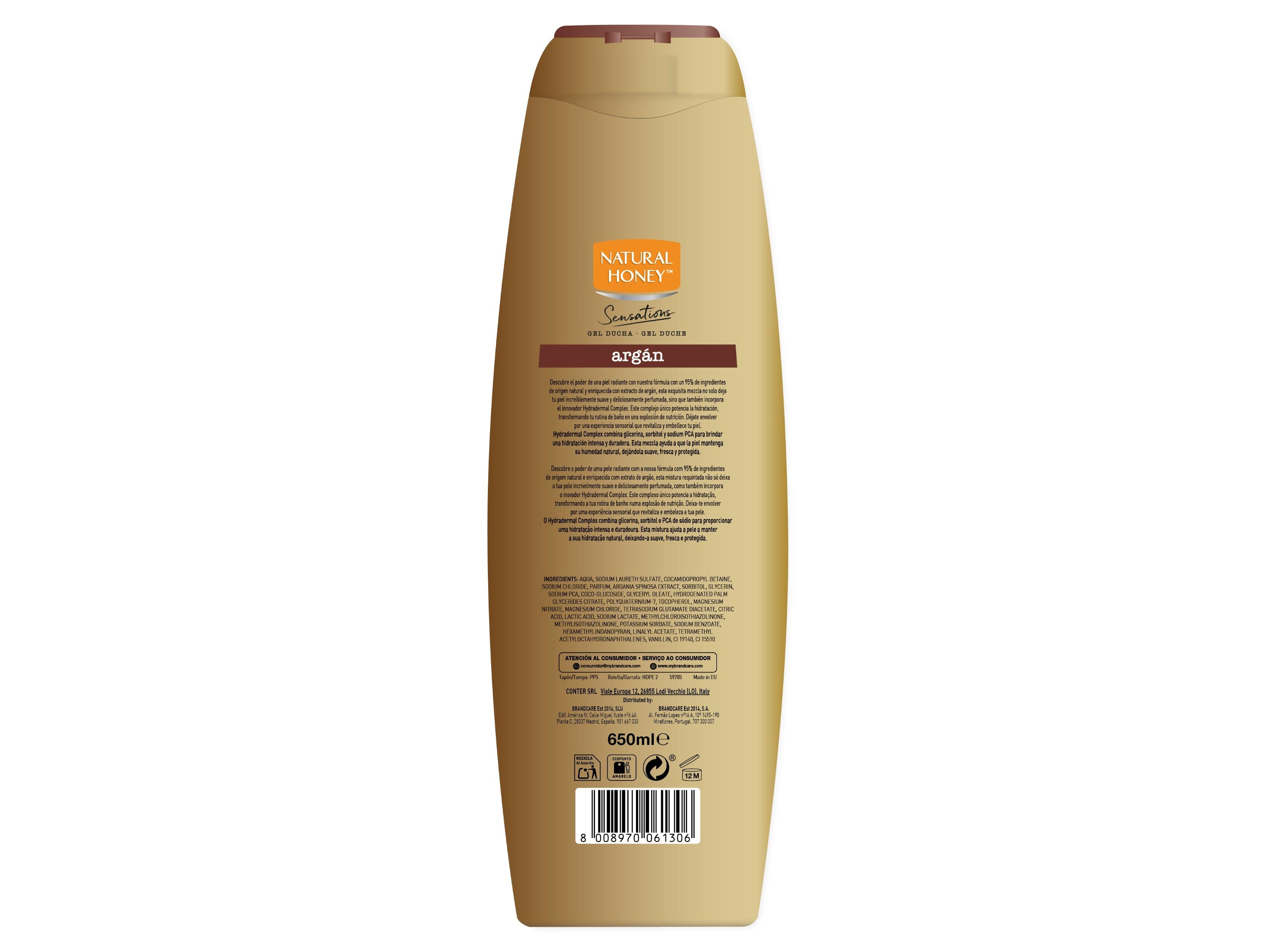 GEL BANHO NATURAL HONEY SENSATIONS ARGÃO 650ML