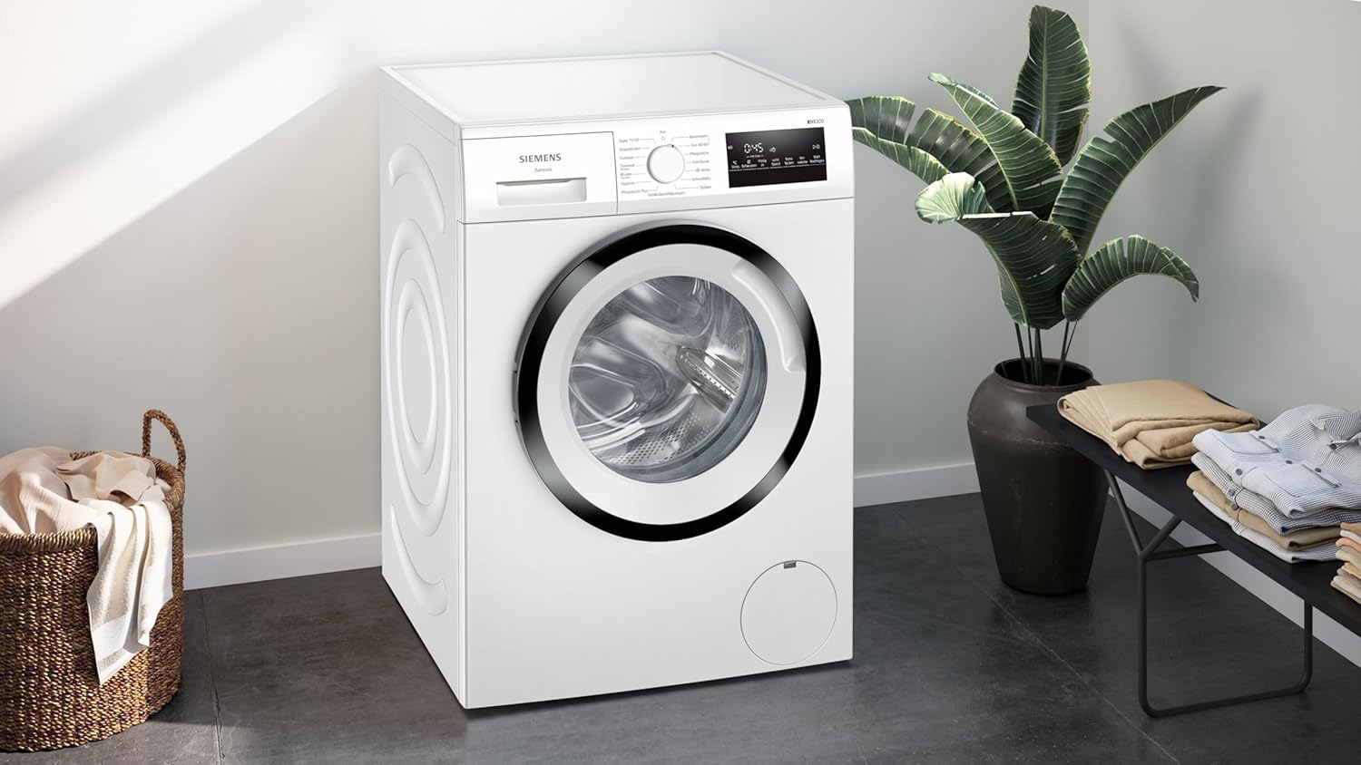 Siemens WM14N223 Waschmaschine iQ300, Frontlader mit 7kg Fassungsvermögen, 1400 UpM, speedPack L, LED-Display,Outdoor-Programm, Weiß, 60cm